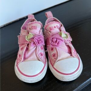 Converse Pink Kids Shoes with Floral Detail
